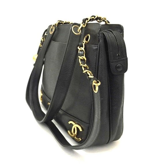 💯 Auth CHANEL Triple Coco Caviar Skin Chain Tote - Picture 3 of 8